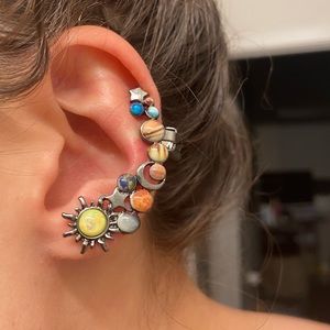 Solar system ear clip stud cuff